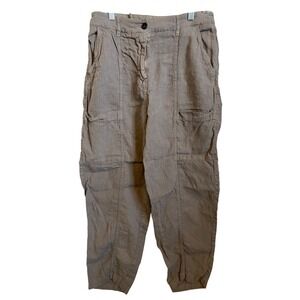 Poetry Linen Cargo Pants Taupe Size 10 Womens